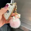 Lindo Colgante de Llavero de Conejo con Bola de Pelo DIY Colgante de Bolso de Felpa Estilo Coreano Ins Regalo de Vacaciones