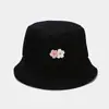 Sombrero de cubo floral pequeño estilo japonés de moda para mujer, protección solar de verano, sombrero de viaje, sombrero de sol de algodón, sombrero de estudiante