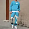 Conjunto de Moletom Masculino 2025 Primavera e Outono Transfronteiriço com Gola Redonda e Estampa, Leve e Casual, Adequado para Uso Diário