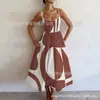 Nuevo vestido de tirantes casual, elegante y con estilo, estampado digital transfronterizo para mujer, vestido de verano