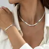 Corrente de Ouro Europeia e Americana Transfronteiriça Corrente Osso de Cobra Corrente Cobra Plana Conjunto de Joias Colar Pulseira Versátil Personalizado