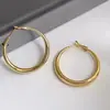 Novedad 2025 Pendientes de Aro Grandes Dorados para Mujer, Lujo Accesible, Gama Alta, Elegantes, Estilo Popular, Pendientes de Aro Lisos Exagerados Únicos