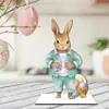 Adornos de Conejo de Madera de Pascua Transfronterizos, Formas de Conejo de Dibujos Animados Pintadas, Atmósfera Festiva, Artesanías de Madera de Escritorio