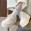 Zapatillas Blancas de Imitación de Cuero para Mujer 2026 Primavera Nuevas Zapatillas Versátiles de Suela Gruesa que Aumentan la Altura Zapatos Deportivos Casuales de Suela Suave para Mujer