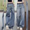 Jeans de pierna ancha ajustados estilo europeo para mujer, nueva colección otoño 2026, talla grande, corte holgado, efecto adelgazante, pantalones de pierna recta para figuras petite.