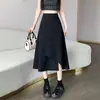 Saia feminina versátil para outono e inverno de 2026, nova saia lápis de cintura alta afunilada em A, saia de um passo de comprimento médio da moda