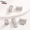 Cobre Chapado en Oro de 14K con Diamantes, Espaciadores Pequeños Giratorios de Doble Capa para Cintura, Cierre de Tornillo Giratorio de Oro Blanco Conector de Perla