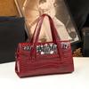 Bolsa de Mamá de Cuero Genuino Incrustada con Diamantes de Gama Alta 2026, Bolso de Hombro Estilo Nuevo para Mujeres de Mediana Edad, Bolso de Mano, Bolso Baguette para Mujer