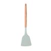 Pala para freír con mango de madera extendido de fábrica, pala de silicona de color, pala de cocina antiadherente, espátula de silicona con mango de madera