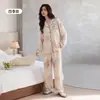 Algodón PuroPijama Nuevo de Mujer para Otoño con Mangas Largas y Estampado, Conjunto de Ropa de Casa con Cuello Camisero para Primavera y Otoño con un Toque de Lujo