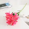 Lírio Simuladp Transfronteiriço 3 Cabeças Multi-Cabeças Atacado Display de Mesa Flor Decorativa Lírio Selvagem Simuladp Buquê de Casamento