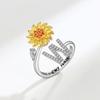 Joyería Europea y Americana Anillo Giratorio de Girasol 26 Letras Anillo Abierto Giratorio de Girasol Anillo de Descompresión para la Ansiedad para Mujeres