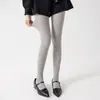 Pantalones de pierna completa de algodón y lino estilo japonés para mujer, con estampado floral de rayas verticales, color café con leche, acanalados finos, grosor medio, adecuados para usar como prenda exterior.