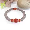 Pulseira de Ágata Roxa Fumê Natural com Contas de Ágata Vermelha Estilo Chinês Pulseira DIY Personalização de Fábrica de Cristal