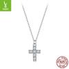 Amuleto de Plata Amuleto Personalidad Cruz Collar de Moissanita Plata Esterlina s925 Chapado en Platino Cadena Clavicular Combinable
