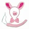 Faixa de Cabelo Rosa de Pelúcia com Rosto de Porco para Lavar o Rosto, Faixa de Cabeça Cosplay de Halloween para Mulheres, Adereço de Cabeça Animal, Rabo de Porco, Produto Quente Transfronteiriço