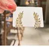 Brincos Argola Espiga de Trigo com Zircônia 2025 para Mulheres, Brincos de Tarraxa de Luxo Leve com Design Único, Joia de Orelha Elegante com Fileira de Strass