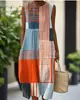 Nuevo Estilo Europeo y Americano Primavera y Verano Sin Mangas Casual Estampado Elegante Vestido Largo Ajustado Fresco Vestido Casual