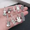 Símbolos de Instrumentos Musicales de Plata Antigua Colgante Retro Joyería de Aleación Colgante Accesorios para Pulsera Collar Llavero DIY