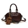 Bolsa de boliche portátil vintage feminina 2025 nova textura da moda bolsa quadrada pequena portátil bolsa crossbody all-match início da primavera