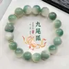 Pulseira de Contas Redondas Bodhi Esculpida de Raposa de Nove Caudas, Pulseira Macia de Sementes de Bodhi para Estudantes, Contas de Oração Budistas no Atacado