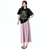 Moda Verano 2025 Nuevo Camiseta Holgada con Lazo Ambiente Falda de Soporte Abdominal Adelgazante Traje para Mujeres Embarazadas Tendencia
