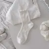 Calcetines de Malla de Seda Ins-Style para Mujer, Transpirables, Delgados, Huecos, con Borde de Volantes, Color Sólido, de Caña Media, Primavera/Verano 2026