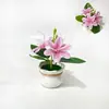 Simulación 3 Flores Jazmín Estilo Cáliz Mini Bolsa de la Suerte Planta en Maceta Decoración de Entrada Sala de Estar Casa Flor Artificial Mini Bonsái