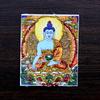Thangka Hecho a Mano Color Dorado Núcleo Verde Maestro de la Medicina Madre Fo Zakilam Pintura de Color Lienzo Pasado y Presente Se Puede Cambiar