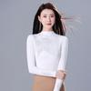 Outono Novo Estilo Coreano Camiseta com Tachas Top Tricotado de Manga Comprida Roupa Formal Profissional Feminina com Camisa Básica Slim de Alta Elasticidade