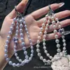 Lanyard para Teléfono de Cadena Doble de Aleación con Mariposa y Circonita, Cadena con Cuentas Espaciadoras Huecas, Cuerda de Color Sólido con Cuentas de Vidrio, Lanyard para Carcasa de Teléfono para Mujer