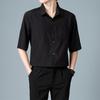 Alta qualidade listrada camisa homens high-end lapela marca de moda manga curta casual negócio camisa fina