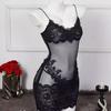 Lencería Sexy para Mujer Cuello Colgante Encaje Sexy Red Transparente Pecho Tentación Pasión No Quitarse Cama Flirteo Traje