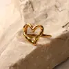 Anel Personalizado Que Não Desbota, Anel de Design Exclusivo, Coração Martelado, Anel de Aço Inoxidável Banhado a Ouro 18K de Luxo Leve Atacado