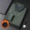 Camisa POLO de invierno para hombre con forro de polar, estilo dos piezas falsas, camiseta engrosada para hombres de mediana edad, capa base integrada de polar estilo papá, ropa térmica