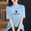 Camiseta Feminina de Manga Curta 100% Algodão, Tamanho Grande Solta Estampada Gola Redonda Manga Curta Verão Novo Estilo Top Versátil Tendência