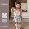 Traje de Verano Fino de Manga Corta para Niña, Camiseta Floral para Bebé Niña, Conjunto de Dos Piezas de Algodón Puro Clase A para Niña, Ropa Infantil Súper Linda