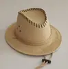 Sombrero de vaquero de verano para hombre, de cáñamo, con relieve, pequeño, de copa, para playa, para montar a caballo