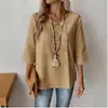 Retro Mujer Nuevo Casual Pulóver Algodón Lino Amazon Holgado Tejido Camiseta Otoño Talla Grande Verde Militar