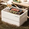 Caja de almacenamiento plegable para acampar al aire libre, caja de almacenamiento portátil de gran capacidad con asa, caja organizadora para maletero de coche y picnic
