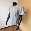 Camiseta Corta de Patchwork de Verano para Hombre con un Elegante Escote Pequeño, Hombros Normales y Mangas Cortas, Corte Holgado Casual, Top Versátil de Moda