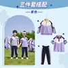Uniforme Escolar Primaria Estilo Nuevo Chaqueta Otoño e Invierno Conjunto de Tres Piezas Uniforme de Jardín de Infancia Estudiante de Secundaria Uniforme Morado de Clase