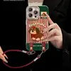 Cordón a Rayas Navideñas para Cachorro Adecuado para Funda de Teléfono Móvil Serie Apple 17 Iphone15Promax Lindo 16 Otoño e Invierno