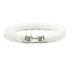 Novo bracelete hexagonal turquesa fosco com contas, pulseira de contas de halteres da moda, corda elástica, pulseira de liga metálica de vários tamanhos