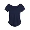 Camiseta para mujer de cuello en V hombro normal corte ajustado favorecedora de manga corta para mujer verano para ir al trabajo versátil color liso top de lyocell tencel