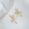 Ouro 14K Preenchido Cor Duradoura Linha Laço Meio Furo Suporte para Contas Gancho de Orelha DIY Artesanal Brinco de Pérola Adesivo Material para Joias de Orelha
