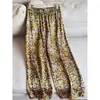 Pantalones de pierna ancha de seda 2026 Pantalones casuales de pierna recta Cintura elástica Pantalones cortos Pantalones estampados para mujer Venta al por mayor H16EK2601