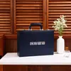 Maleta de Cuero Azul Oscuro Personalizada, Caja de Almacenamiento de Información Empresarial, Caja de Exhibición para Promoción de Marca Corporativa, Logo Imprimible