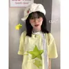 Camiseta de Manga Corta de Algodón Puro Exportación Dibujos Animados para Mujer Camiseta 100% Estampada de Media Manga Tops Tendencia de Verano para Hombre