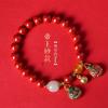 Ano de nascimento pulseira de cinnábrio natural imitação feminina nova pulseira de jade Hetian natural imitação estilo chinês presente de aniversário feminino